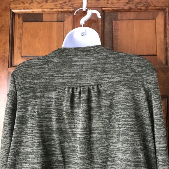 Notations Dark Green Marl V-Neck Henley Pullover w/Tab & Button 3/4 Sleeve PXL - Picture 9 of 11